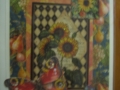 Sunflowers and checked background