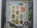 Bird on branch with egg collage background