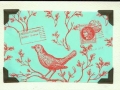 Red bird on turquoise