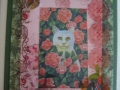 white cat, pink flowers