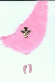 Angel on pink mulberry paper
