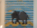 Elephant on turquoise with sun