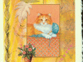 orange and white cat with yarn